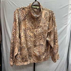 Allyson Whitmore Golf Jacket XL Leopard Print Full Zip Lightweight